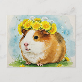 Cute Guinea gris med Dandelions vykort