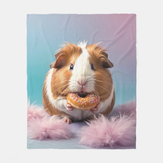 Cute Guinea Gris med pastellövertoning för Donut Fleecefilt (Framsidan)