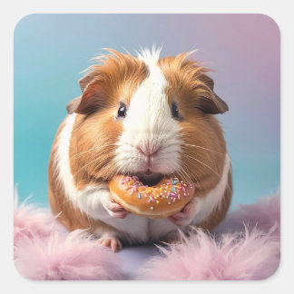 Cute Guinea Gris med pastellövertoning för Donut Fyrkantigt Klistermärke