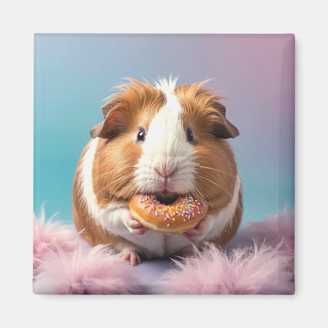 Cute Guinea Gris med pastellövertoning för Donut Magnet (Framsidan)