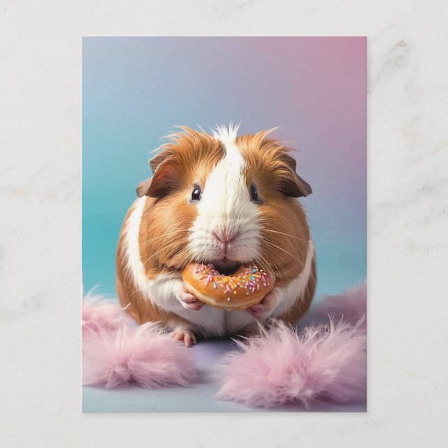 Cute Guinea Gris med pastellövertoning för Donut Vykort (Framsida)