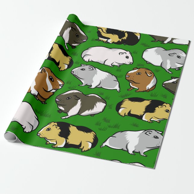 Cute guinea gris mönster presentpapper (Utrullad)