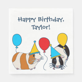 Cute Guinea Gris och Balloons Födelsedagsfest Pappersservett