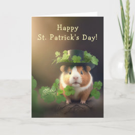 Cute Guinea Gris och Leafy Grönts St. Patrick's Da Helgkort