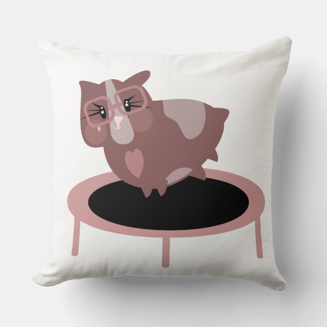 Cute Guinea Gris på en Trampoline Fitness Kudde (Framsida)