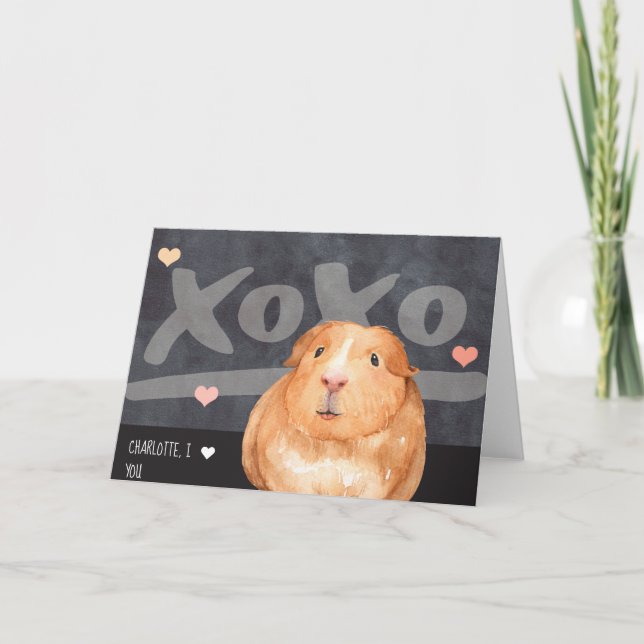 Cute Guinea Gris Personlig Valentines day Helgkort (Framsida)