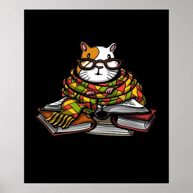 Cute Guinea Gris Read Bok | Cute Djurälskare Poster (Framsidan)