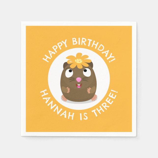Cute guinea gris tecknad, personlig födelsedag pappersservett (Framsidan)