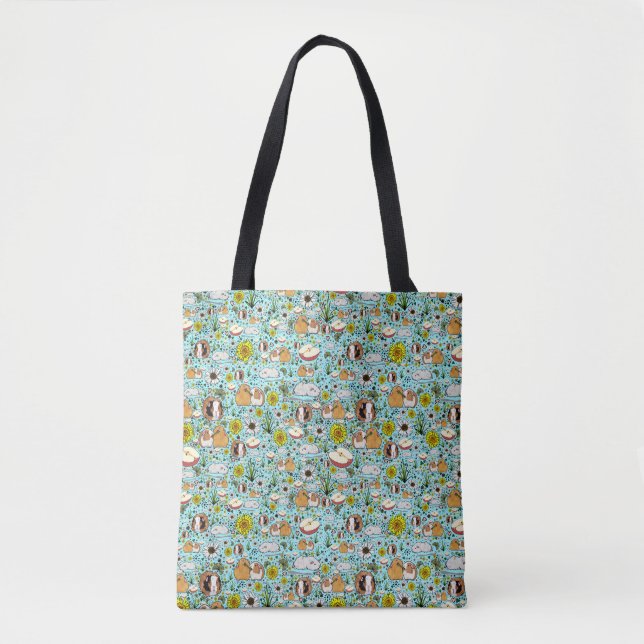 Cute Guinea Gris Tote Bag Tygkasse (Framsida)