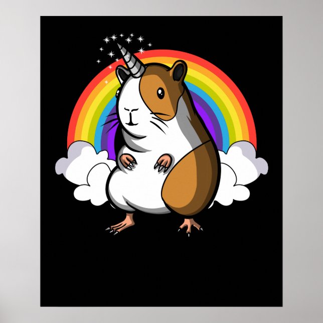 Cute Guinea Gris Unicorn Cavy Pet Poster (Framsidan)