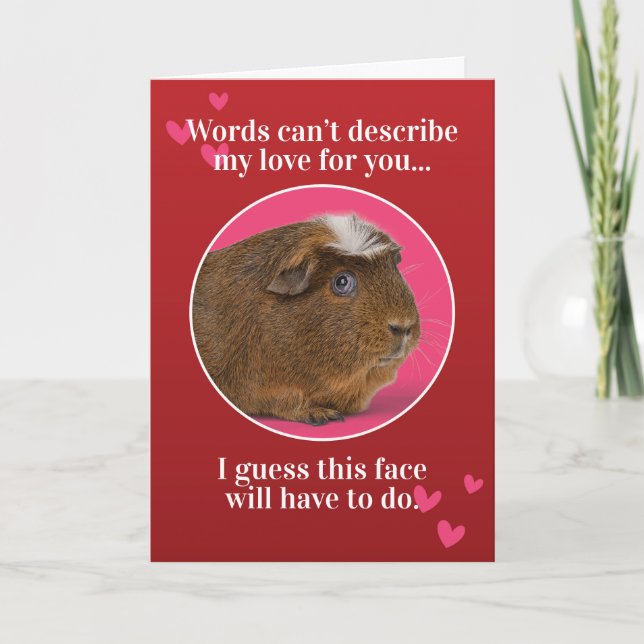 Cute Guinea Gris Valentines day Helgkort (Framsida)