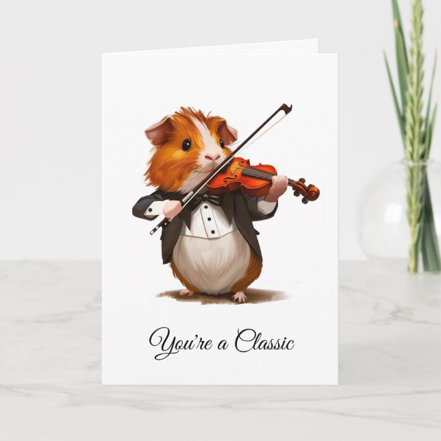 Cute Guinea Gris Violin Tack Kort (Framsida)