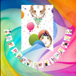Cute Guinea Grisar & Balloth Birthday Vimplar