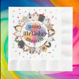 Cute Guinea Grisar & Balloth Papper födelsedag Pappersservett