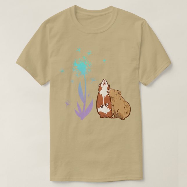 Cute Guinea Grisar Dandelions T Shirt (Design framsida)