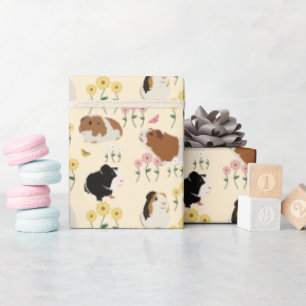 Cute Guinea-Grisar i Blomsterträdgård Mönster - Gu Presentpapper