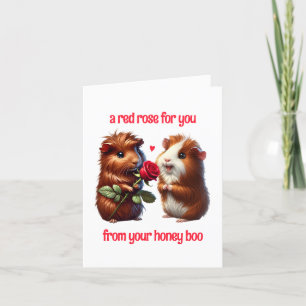 Cute Guinea Grisar i Kärlek Exchange i Röd ros Helgkort