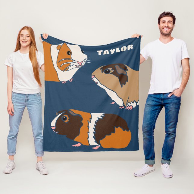 Cute Guinea Grisar Illustrations Personlig Fleecefilt (På plats)