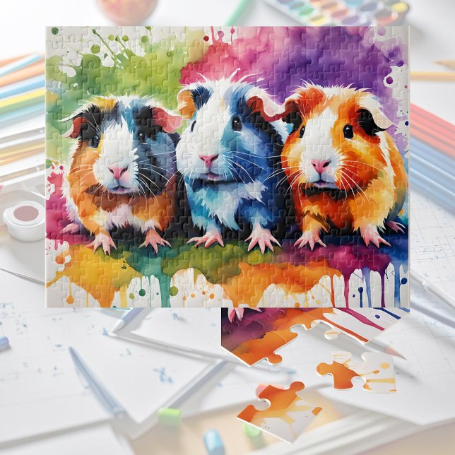 Cute guinea grisar med stänk färg pussel (Skapare uppladdad)