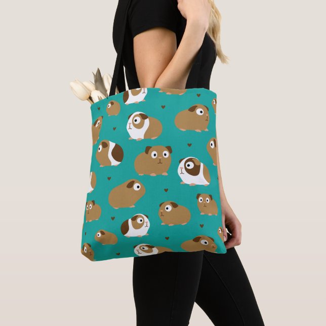 Cute Guinea Grisar Tote Bag Tygkasse (Närbild)