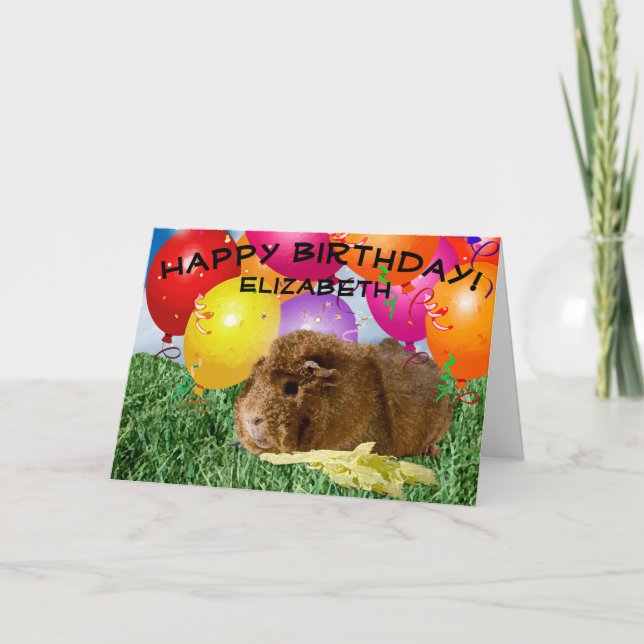 Cute Guinea Party Balloons Barn Anpassningsbar Gri Kort (Framsida)