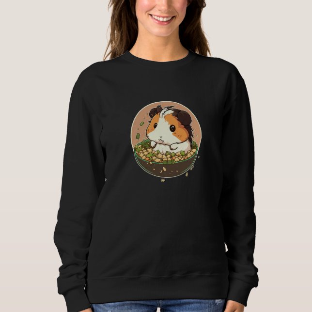 Cute Guinea Pig Devours Tofu Salad T Shirt (Framsida)