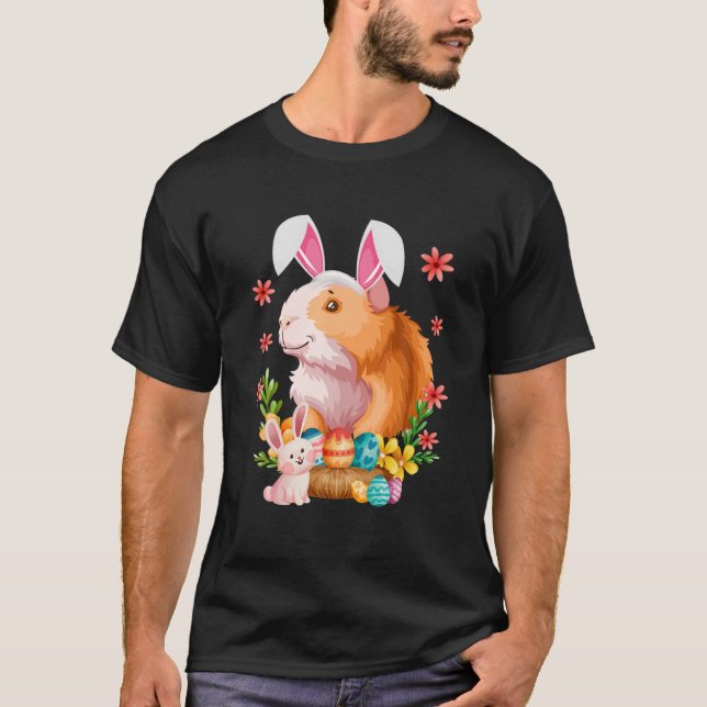 Cute Guinea Pig Easter Day Bunny Eggs Easter Costu T Shirt (Framsida)