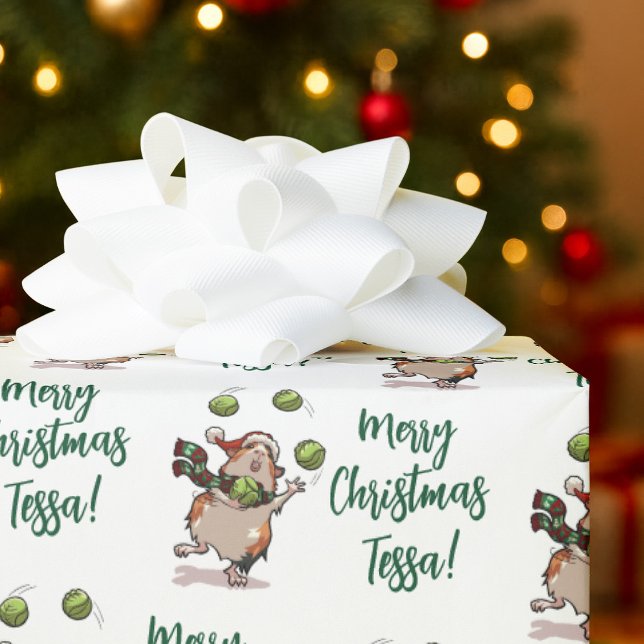 Cute Guinea Pig Merry Christmas! Add The Name Art Presentpapper (Skapare uppladdad)