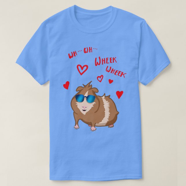 Cute guinea pig with Sunglasses Wheek Wheek gift  T Shirt (Design framsida)