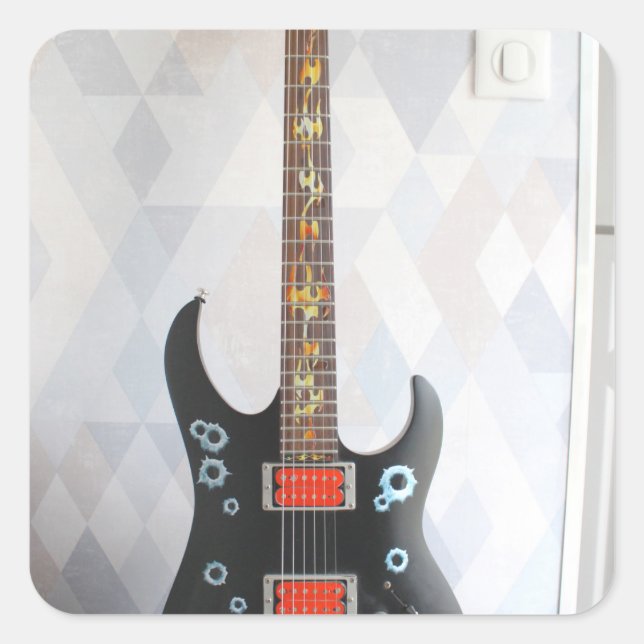 Cute Guitar Fyrkantigt Klistermärke (Framsida)