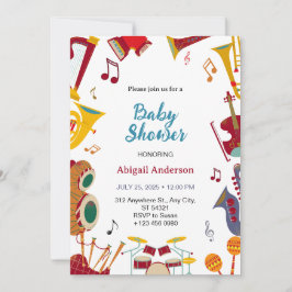 Cute Guitar Musical Unique Baby Shower-inbjudan Inbjudningar