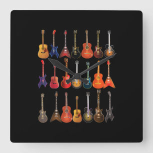 Cute Guitar Rock and roll Musical Instruments Gift Fyrkantig Klocka