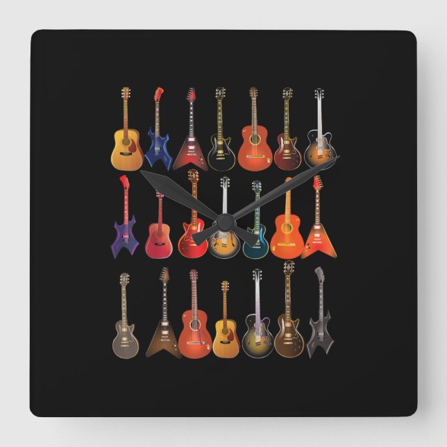 Cute Guitar Rock and roll Musical Instruments Gift Fyrkantig Klocka (Framsida)