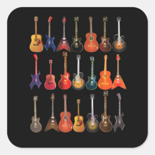 Cute Guitar Rock and roll Musical Instruments Gift Fyrkantigt Klistermärke