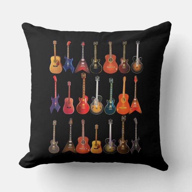 Cute Guitar Rock and roll Musical Instruments Gift Kudde (Framsida)