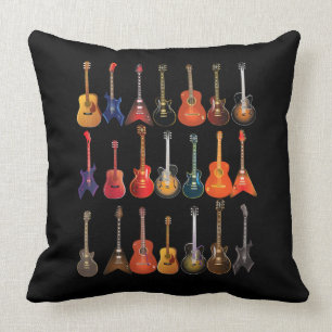Cute Guitar Rock and roll Musical Instruments Gift Kudde
