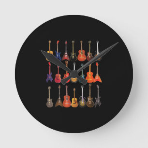 Cute Guitar Rock and roll Musical Instruments Gift Rund Klocka