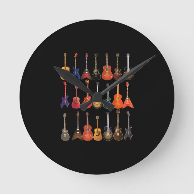 Cute Guitar Rock and roll Musical Instruments Gift Rund Klocka (Framsida)