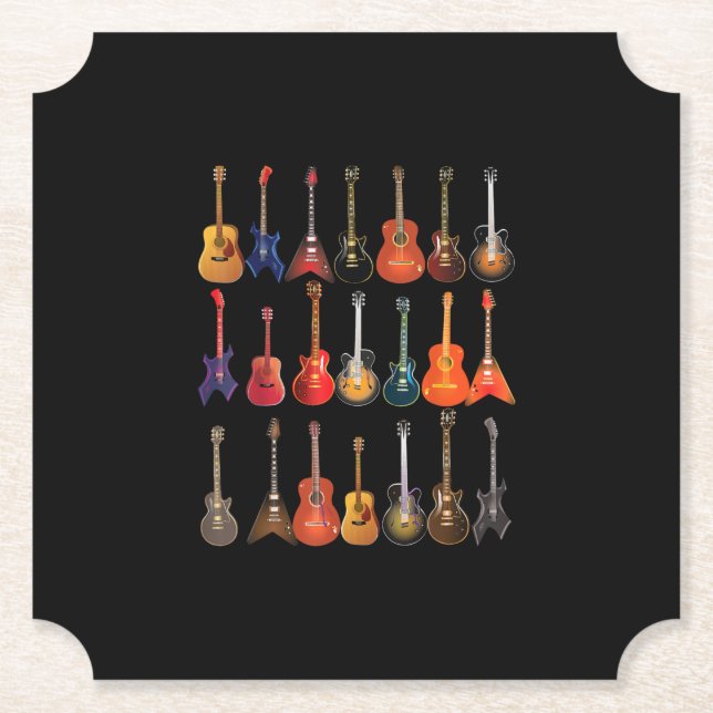 Cute Guitar Rock and roll Musical Instruments Gift Underlägg Papper (Framsida)