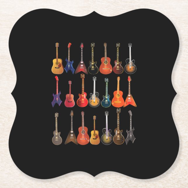 Cute Guitar Rock and roll Musical Instruments Gift Underlägg Papper (Framsida)