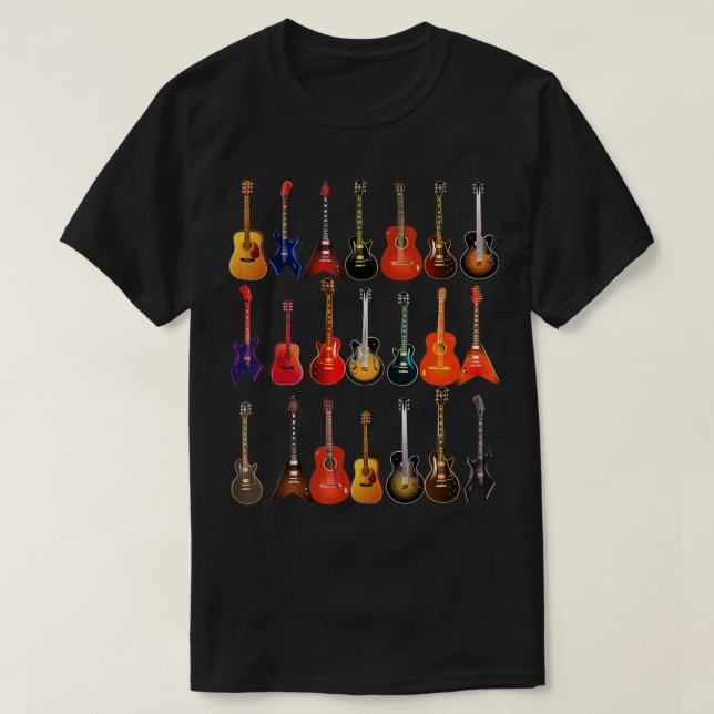 Cute Guitar Rock N Roll Musical Instruments Gift T Shirt (Design framsida)
