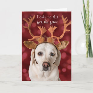 Cute Gul lab hund med Antlers Helgkort