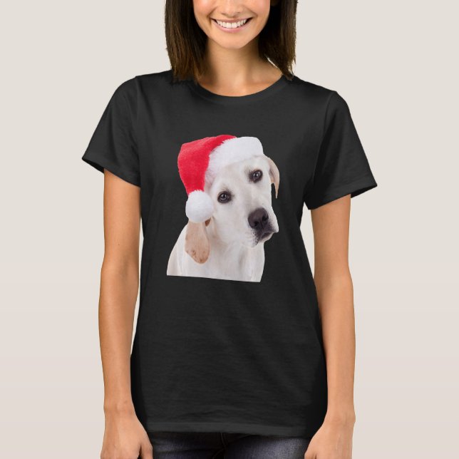Cute Gul lab Hund Santa Hat jul Labrador R T Shirt (Framsida)