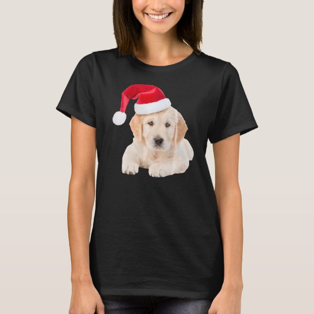 Cute Gul lab Image Puppy Santa Hat jul Do T Shirt (Framsida)