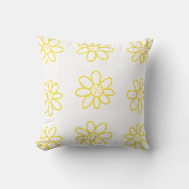 Cute Gula blommor Kudde (Framsida)