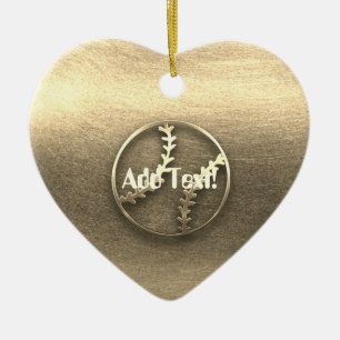 Cute Guld Baseball Sport Fläkt Lägg till textdekor Julgransprydnad Keramik