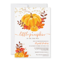 Cute guld blommigt-pumpa vattenfärgsdusch för baby