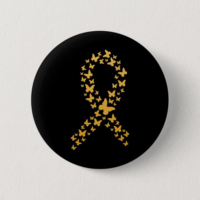 Cute Guld Butterflies Ribbon Childnature Cancer Aw Knapp (Framsida)