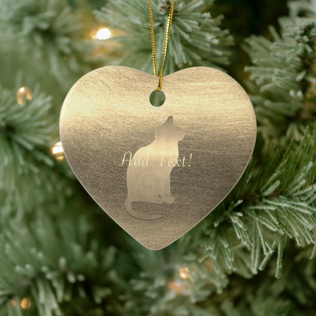Cute Guld Cat Add Text Ornament (Träd)