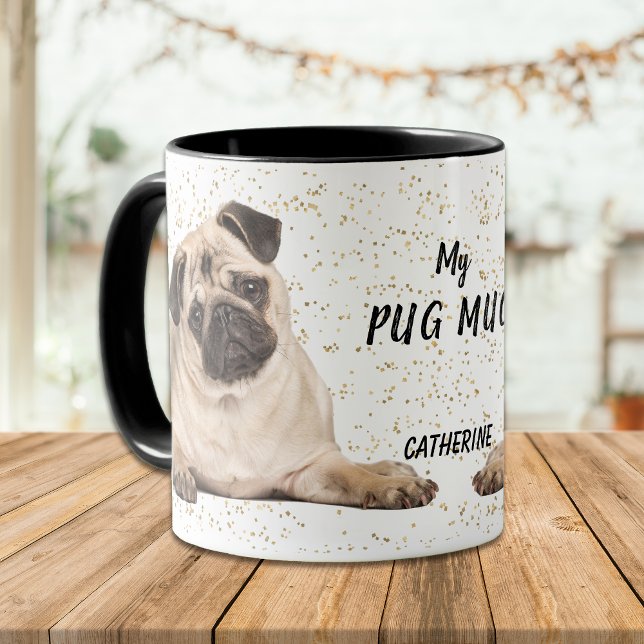 Cute Guld Confetti Min pug Mugg (Skapare uppladdad)